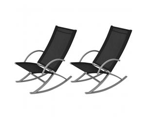 2x Garden Rocking Chairs Steel and Textilene Black Outdoor Patio Seat