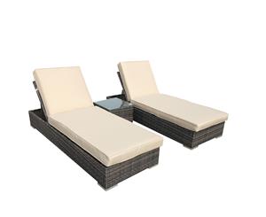 3PC Sunset Outdoor Rattan Furniture Brown Wicker Garden Couch Lounge Sofa