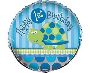 45cm 1st Birthday Turtle Foil Balloon Packaged