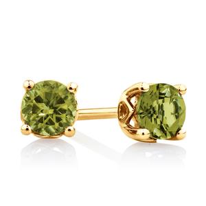 4mm Stud Earrings with Peridot in 10ct Yellow Gold