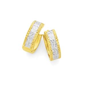 9ct Gold Two Tone Huggie Earrings