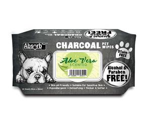 Absorb Plus Aloe Vera Charcoal Pet Wipes 80 Pack