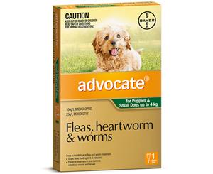 Advocate Dog Flea and Worm Treatment Puppy 0-4kg Green 1 Pack (A2315)