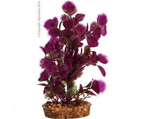 Aqua One Plastic Plant - Purple Hottonia with Gravel Base - Medium