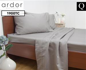 Ardor 1900TC Queen Bed Sheet Set - Grey