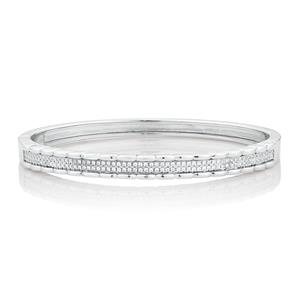 Bangle with White Cubic Zirconia in Sterling Silver