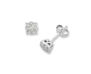 Bevilles 9ct White Gold 1/3ct Diamond Stud Earrings