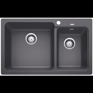 Blanco Grey Naya Double Bowl With Overflow Inset Sink