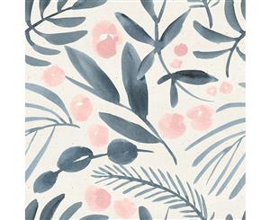 Canvas Print - Pastel Foliage Pink Grey - 100x100