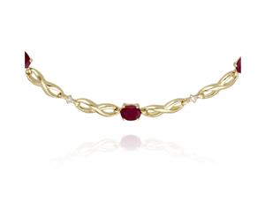 Classic Style Oval Ruby & Diamond Infinity Bracelet in 9ct Yellow Gold