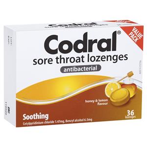 Codral Sore Throat Lozenges Antibacterial 36 Pack