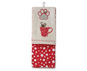 Cooksmart Pack of 2 Tea Towels Pug of Tea