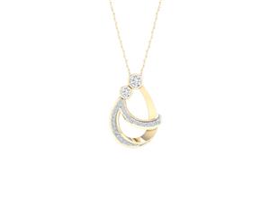 De Couer Sterling Silver Diamond Yellow Gold Plated Mom and Child Necklace (1/6CT TDW H-I Color I2 Clarity)