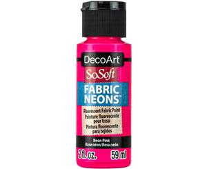 Deco Art SoSoft Fabric Neons Acrylic Paint 2oz - Neon Pink