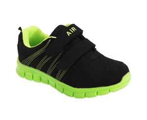 Dek Childrens/Kids Air Sprint Touch Fastening Lightweight Jogger Trainers (Black/Lime) - DF948