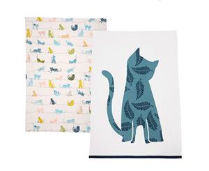 Dexam Curious Cats Set of 2 Tea Towels