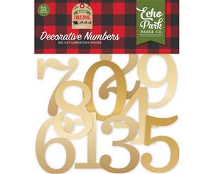 Echo Park - My Favourite Christmas Cardstock Die-Cuts 53 pack Decorative Numbers W/Gold Foil