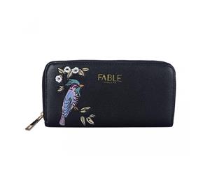 Fable Womens/Ladies Bird Embroidered Large Purse (Black) - JW105