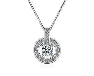 Gaiya Disc Necklace-White Gold/Clear