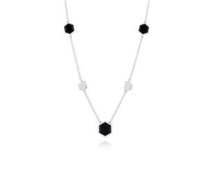 Gemondo 925 Sterling Silver 5.45ct Black Onyx Hexagonal Prism Necklace 45cm