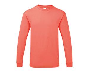 Gildan Mens Hammer Seamless Cotton Long Sleeve T Shirt - Coral Silk