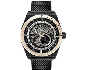 Hugo Boss Men's 44.5mm Signature Automatic Skeleton Nylon Watch - Black/Gold