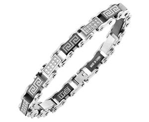 Iced Out Stainless Steel Micro Pave CZ Bracelet - 10mm silve - Silver