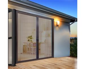 Instahut Retractable Magnetic Fly Screen Flyscreen Door Mesh Sliding Brown 1.8m x 2.1m