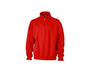 James And Nicholson Unisex Workwear Half Zip Sweatshirt (Red) - FU275