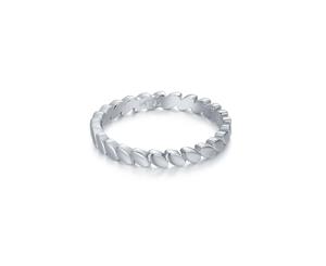 Leaf Link Stackable Ring Rhodium Plated