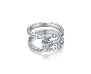 Lifelong Knot Statement Ring with Swarovski Crystals Rhodium Plated