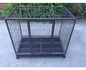 Medium Dog Cat Cage Metal Crate Carrier Kennel Wheel & Tray