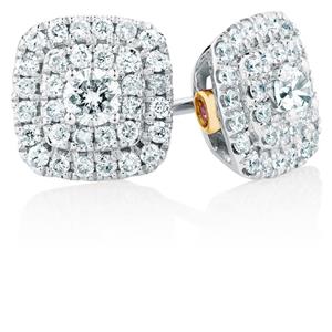 Michael Hill Designer Arpeggio Stud Earrings with 1/2 Carat TW of Diamonds in 14ct White & Rose Gold