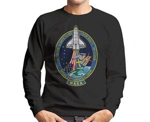 NASA STS 116 Discovery Mission Badge Distressed Men's Sweatshirt - Black