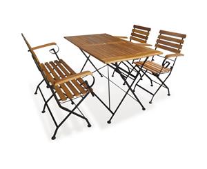 Outdoor Dining Set 4 Piece Acacia Wood Garden Foldable Table Chairs