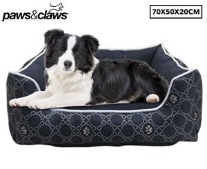 Paws & Claws 70x50x20cm Fremantle Walled Oxford Pet Bed - Navy