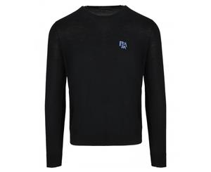Prada Men's Logo Crew Neck Wool Blend Sweater - Black