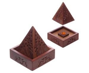 Pyramid Sheesham Wood (Pack Of 4) Incense Cone Box with Fretwork