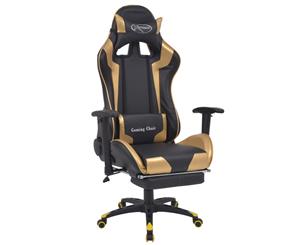 Reclining Racing Gaming Chair with Footrest Gold Office Computer Seat