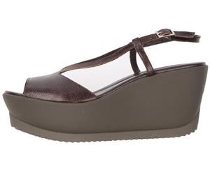 Roberto Del Carlo Women's Wedge Sandal - Dark Brown/Light Grey