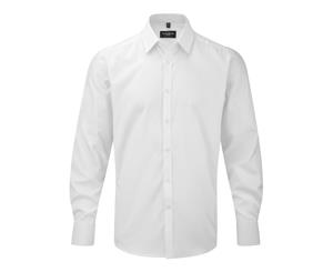 Russell Mens Herringbone Long Sleeve Work Shirt (White) - BC2741