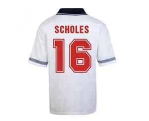 Score Draw England World Cup 1990 Home Shirt (Scholes 16)