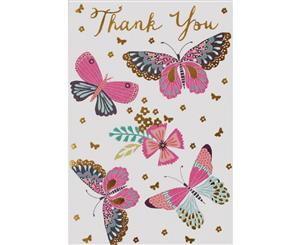 Se Open Butterfly Thank You Individually Wrapped Cards (Pack Of 24) (Pink/Gold) - SG13545