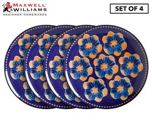 Set of 4 Maxwell & Williams Majolica Porcelain Side Plate 20cm Ink Blue