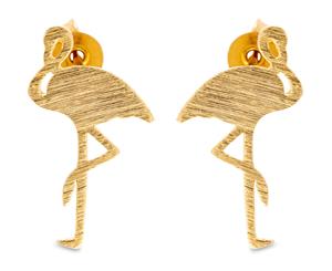 Short Story Flamingo Earrings - Gold