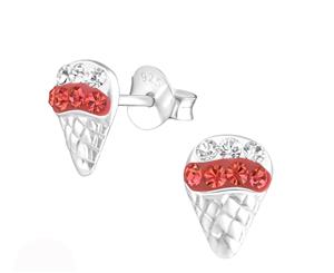 Silver Ice Cream Kids Stud earrrings made with Swarovski Crystal