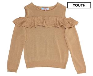 Tahlia by Minihaha Girls' Boston Cold Shoulder Jumper - Gold