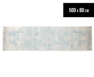 Tapestry Contemporary Easy Care Cairo 500x80cm Runner- Bone White/Blue