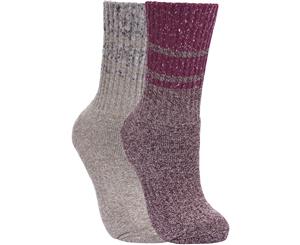 Trespass Womens/Ladies Hadley Hiking Boot Socks (2 Pairs) (Grape Wine/Oatmeal) - TP187