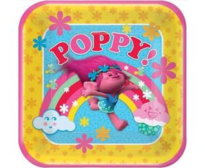 Trolls Poppy 23cm Square Paper Dinner Plates 8pk